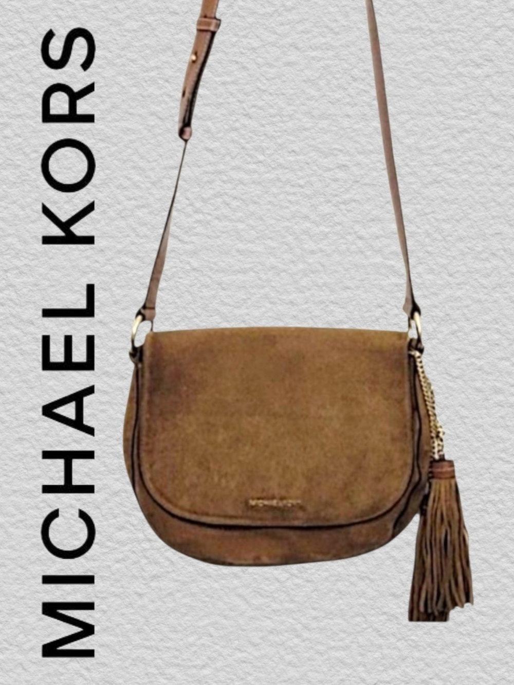 Michael Kors Brown Suede Crossbody Bag with Tassel
